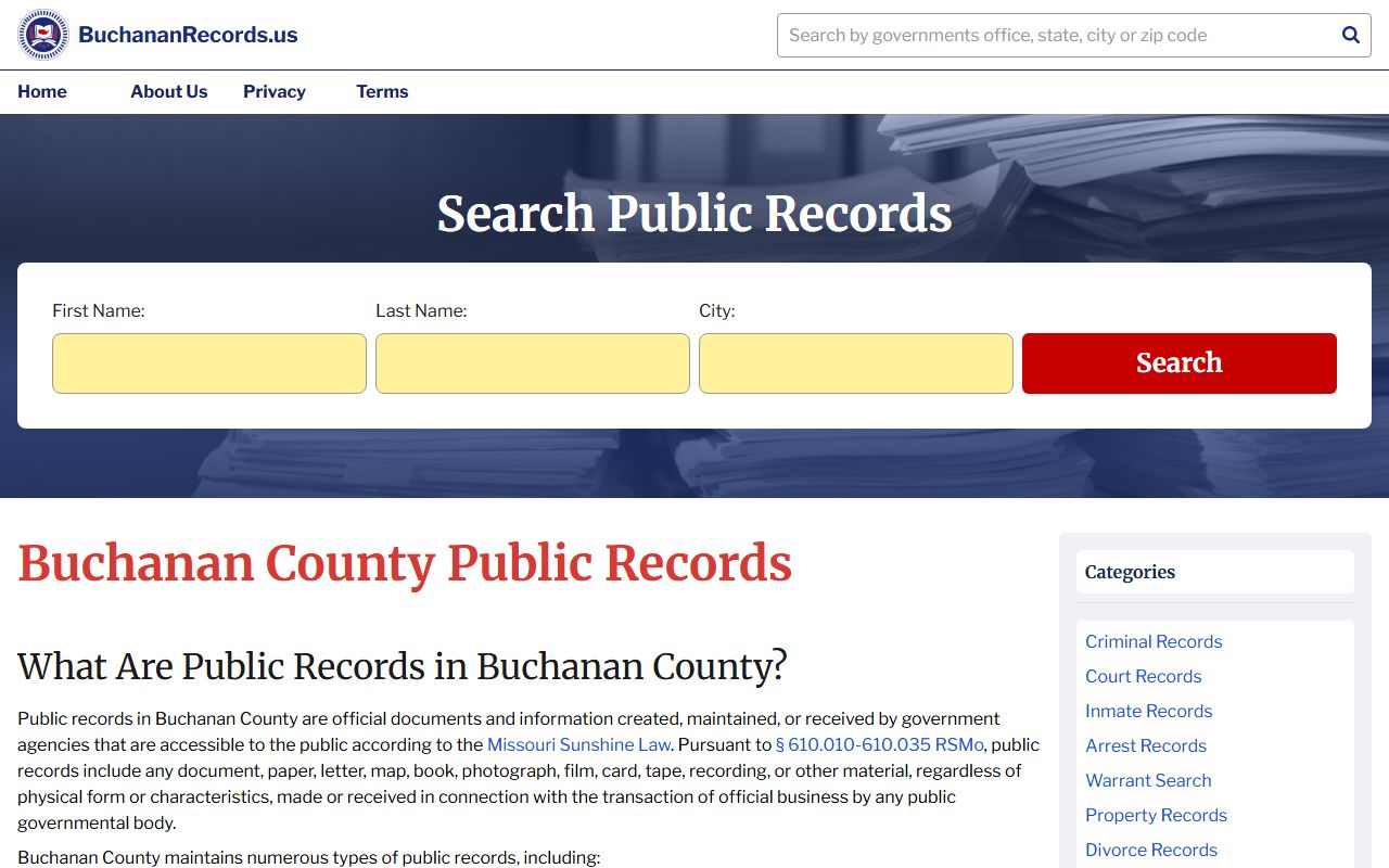 Buchanan County records website for St. Joseph area police records