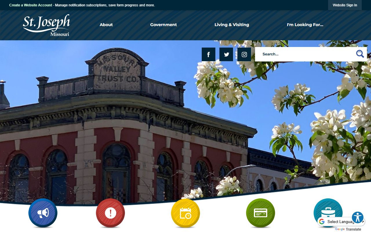 St. Joseph Missouri city website for police records and public records
