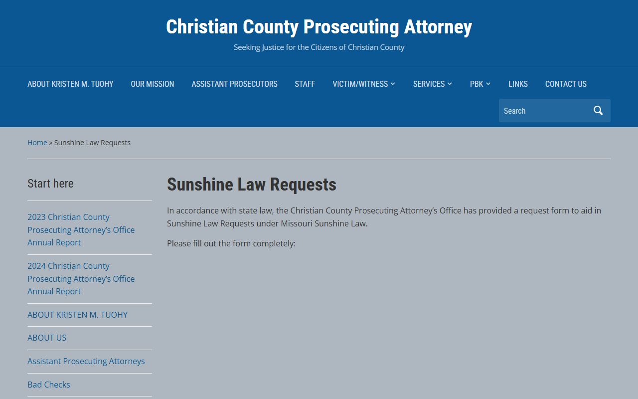 Christian County Sheriff and Prosecutor offices handling Sunshine Law police records requests