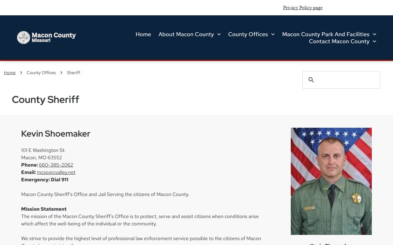 Macon County Sheriff's Office main website for police records