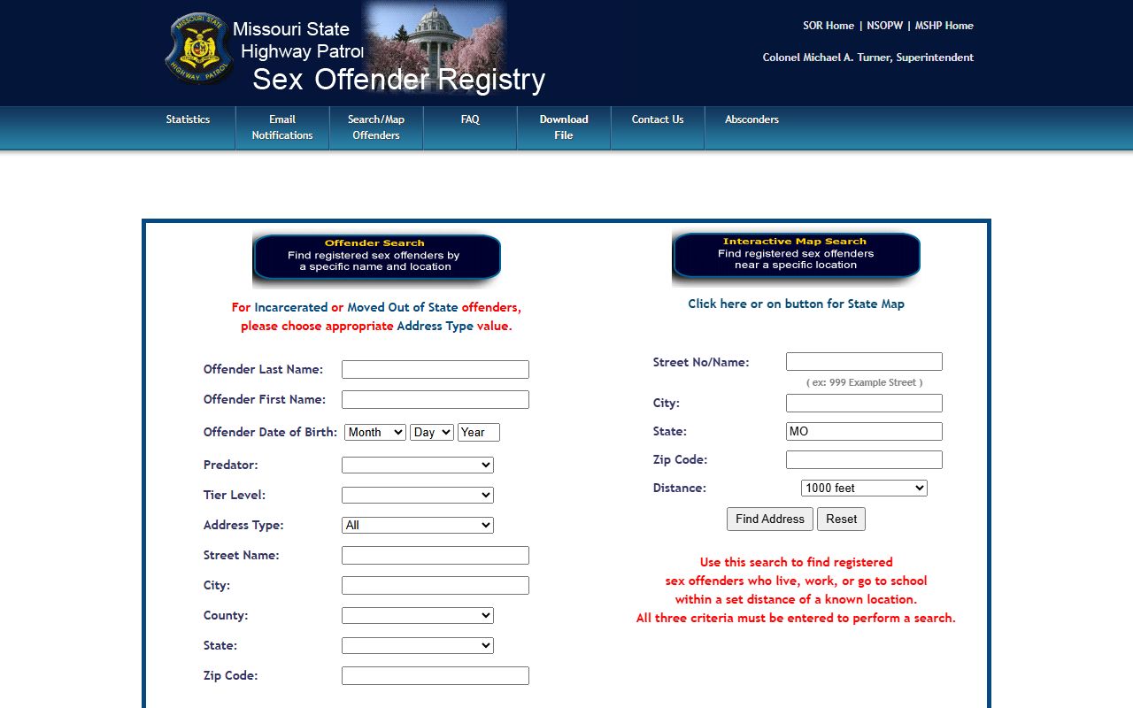 Missouri sex offender registry public search portal